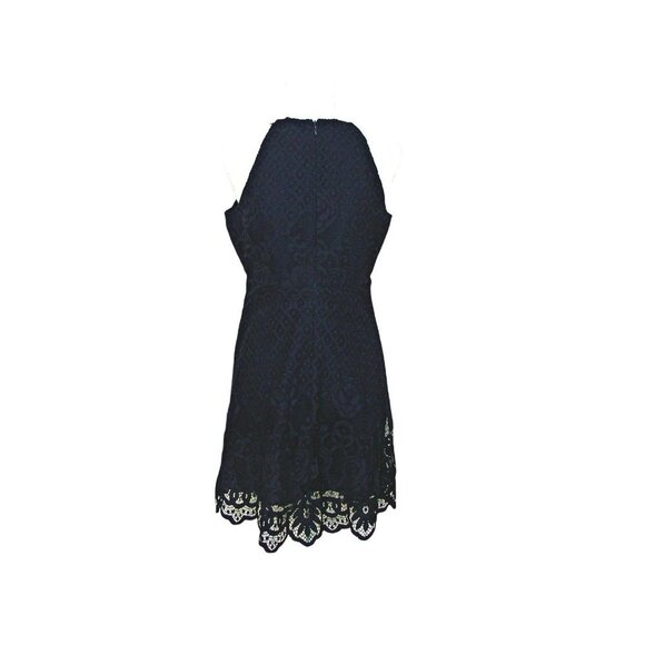 Urban Outfitters Black Swan Lace Eyelet Crochet Halter Dress Navy Blue Size S/M - Picture 3 of 12